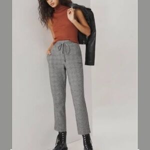Anthropology Maeve Bettie Plaid Tapered Joggers size Medium